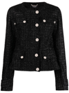 Versace Medusa Head Single-breasted Tweed Jacket In Black