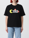 Dsquared2 Pac-man Logo Short Sleeve T-shirt For Women In Black