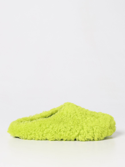 Marni Shearling Mules In Light Lime