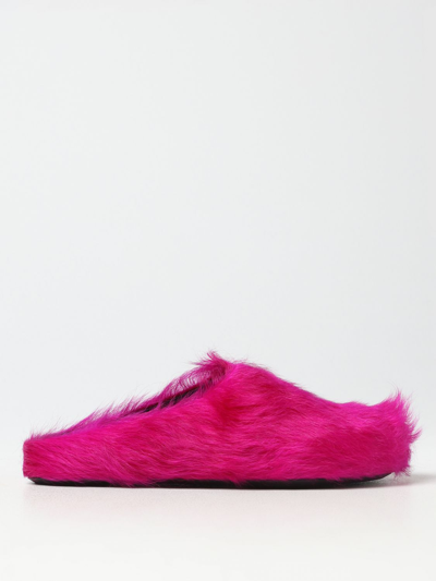 Marni Pink Fussbett Sabot Loafers In Fuchsia