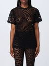 Mugler Star Flocked Mesh T-shirt In Black