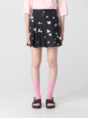 Marni Black Poplin Skirt With Bunch Of Hearts Print In Black