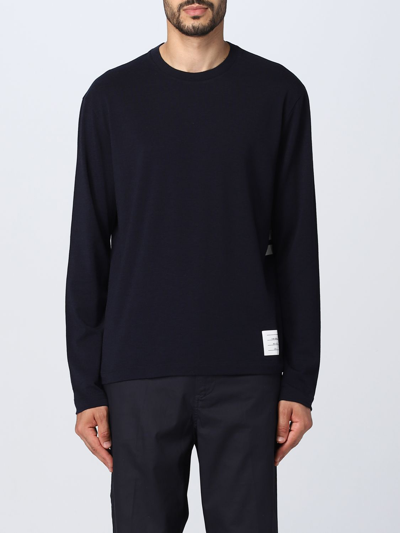 Thom Browne Raglan Sweater In Navy Blue Merino Wool