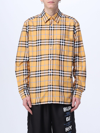 Burberry Caxbridge Plaid Printed Long-sleeved Shirt In Orange