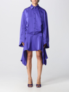 Attico Asymmetric-hem Shirt Dress In Violet