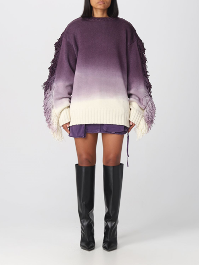 Attico Rundie Fringed Ombré Jumper In Purple