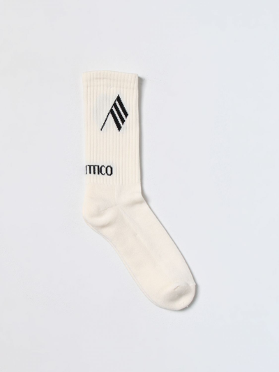 Attico Logo-intarsia Ribbed Socks In White