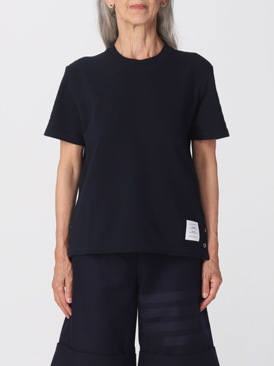 Thom Browne Navy Blue Stripe Detail T-shirt