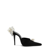 Magda Butrym Pearl Embellished Floral Pointed Toe Mules In Black