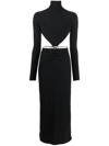 Amazuìn Jersey Long-sleeved Dress In Deep Black