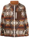Junya Watanabe Abstract-print Wool Jacket In 1 Brn/bg/rd X Bg
