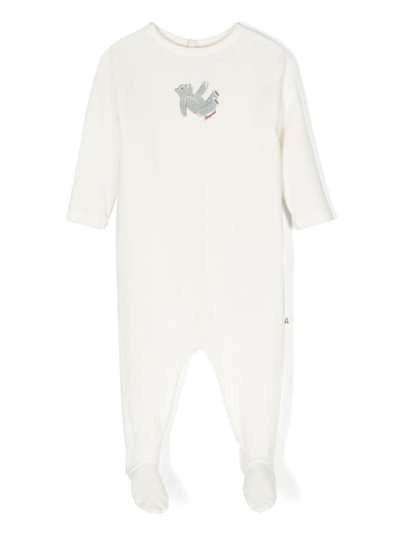 Bonpoint Babies' Tif Bear-print Cotton Pajamas In White