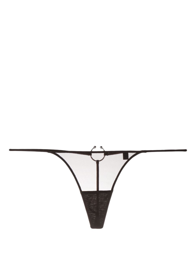 Zhilyova Dune Ring-hardware Sheer Thong In Brown
