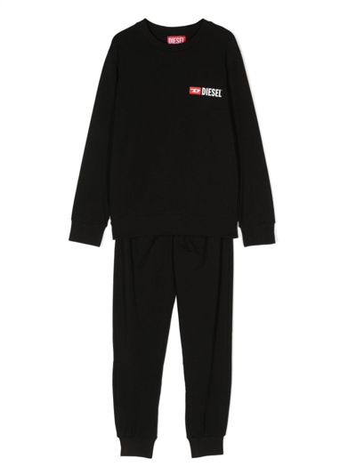 Diesel Kids' Logo-print Pajama Set In Black