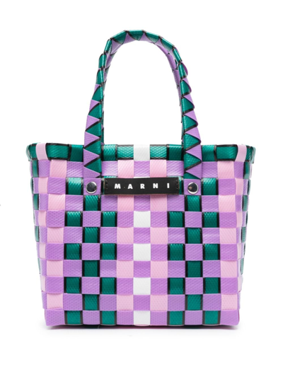 Marni Kids' Market Interwoven Basket Bag In Multi