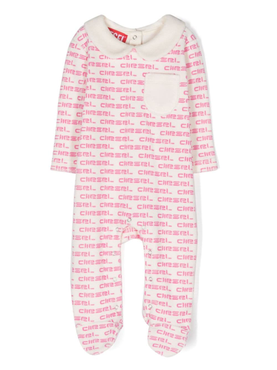 Diesel Babies' Logo-print Cotton Pajamas In White