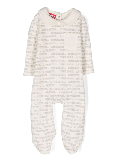 Diesel Babies' Logo-print Cotton Pajamas In Grey