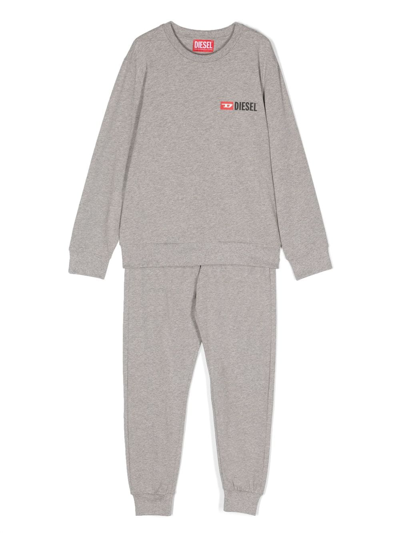 Diesel Kids' Logo-print Pajama Set In Grey