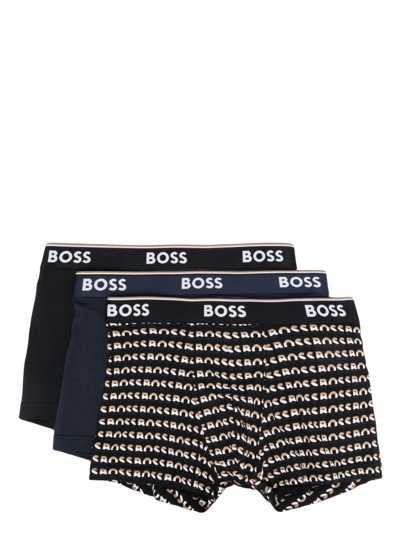 Hugo Boss Logo-waistband Cotton Boxers Set In Black