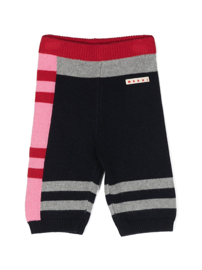 Marni Kids' Colour-block Knit Shorts In Multi
