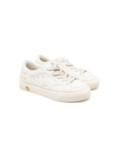 Golden Goose Kids' Star-patch Leather Sneakers In White