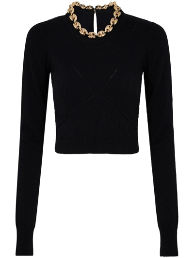 Paco Rabanne Chain-link Ribbed Knitted Top In Black