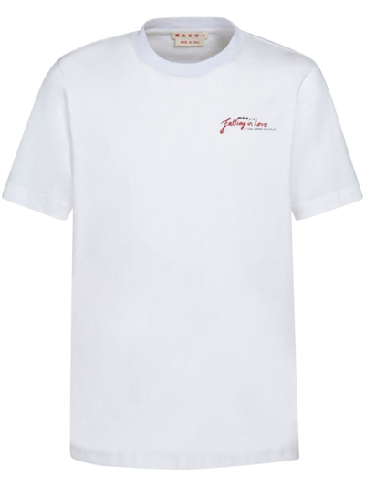 Marni Logo-print Cotton T-shirt In White