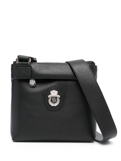 Billionaire Logo-plaque Leather Crossbody Bag In Black