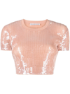 Alexander Wang Sequin-embellishment Cropped T-shirt In Pink