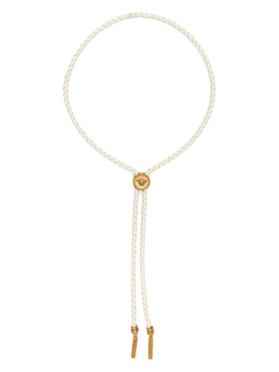 Versace Medusa-charm Braided Necklace In White
