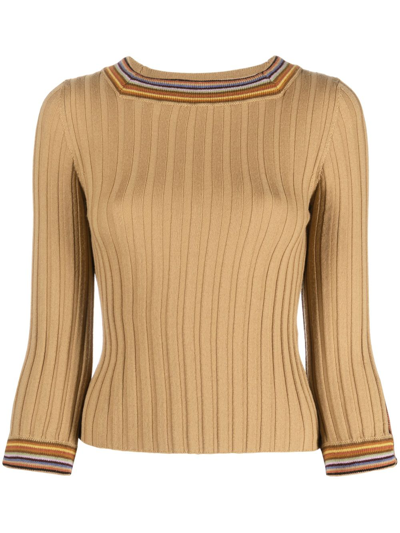 ETRO RIBBED-KNIT WOOL TOP