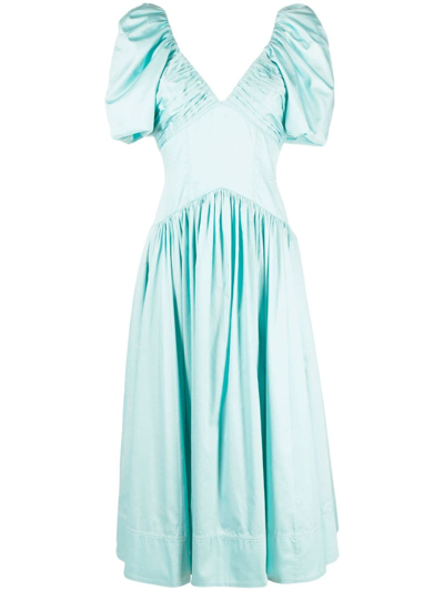 Aje Gabrielle Puff-sleeve Midi Dress In Blue