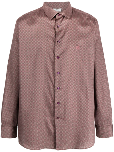 Etro Geometric-pattern Long-sleeve Shirt In Pink