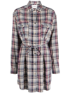 MARANT ETOILE PLAID CHECK MIDI SHIRTDRESS