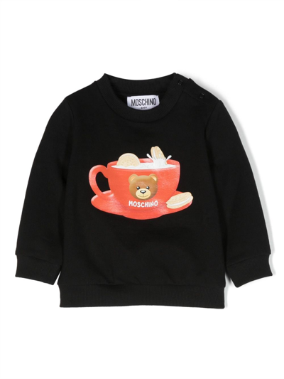 Moschino Kids' Teddy Bear Logo-print Sweatshirt In Black