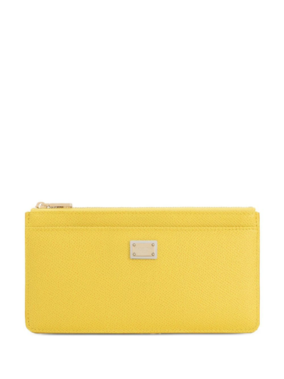 Dolce & Gabbana Dauphine Leather Wallet In Yellow