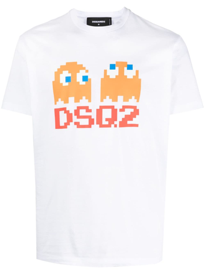 Dsquared2 Pixelated Graphic-print T-shirt In White