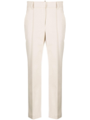 Brunello Cucinelli High-waisted Cotton Cigarette Trousers In White