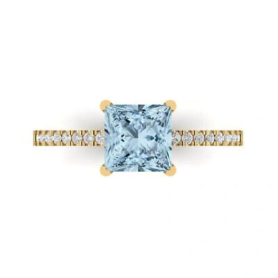 Pre-owned Pucci 1.66ct Princess Cut Vvs1 Swiss Topaz Promise Bridal Wedding Ring 14k Yellow Gold In D