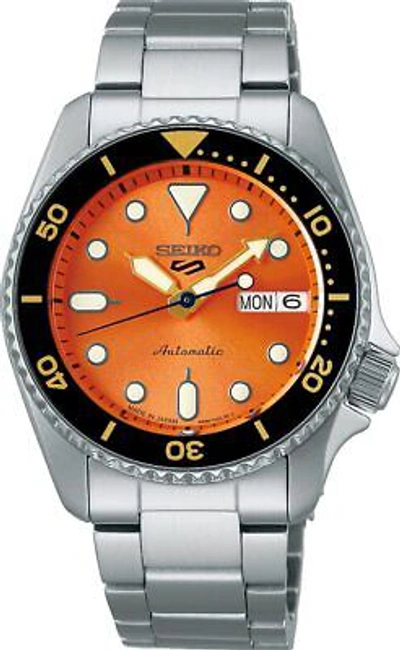 Pre-owned Seiko 5 Sports Sbsa231 Orange Dial Automatic Mechanical Diver Men Watch
