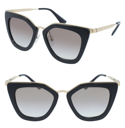 Pre-owned Prada Cinema Evolution Sunglasses 53s Black Gold Aviator Women Pr53ss Authentic In Gray