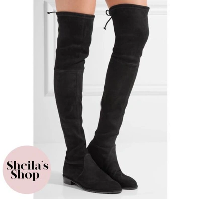 Pre-owned Stuart Weitzman Lowland Black Over The Knee Boots Size Women's 9 / Eu 39.5