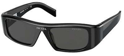 Pre-owned Prada Sunglasses Pr20ws 1ab5s0 49mm Black / Dark Grey Lens In Gray