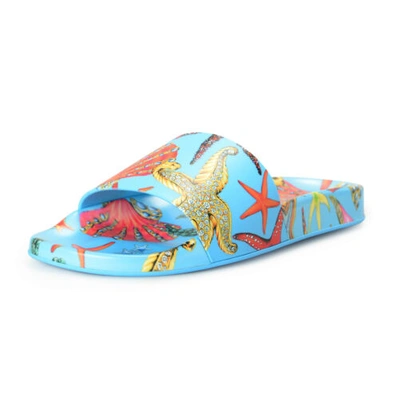 Pre-owned Versace Women's "st.tresor Dela Mer" Print Pool Slide Flip Flops Shoes In Multicolor