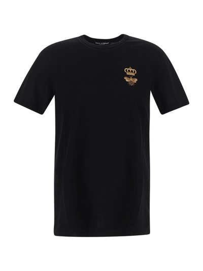 Dolce & Gabbana Cotton T-shirt With Embroidery In Black
