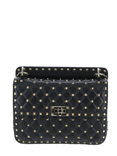 Valentino Garavani Black Rockstud Spike Medium Leather Shoulder Bag