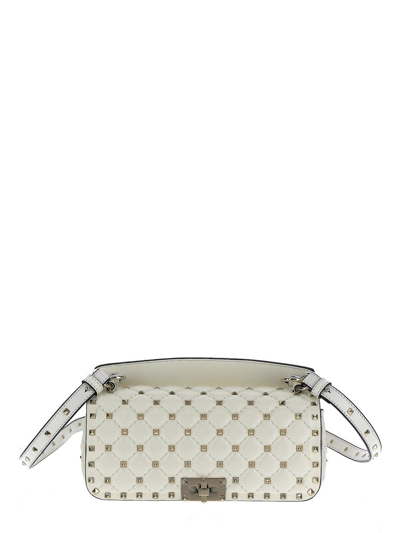 Valentino Garavani Rockstud Spike Shoulder Bag In Ivory