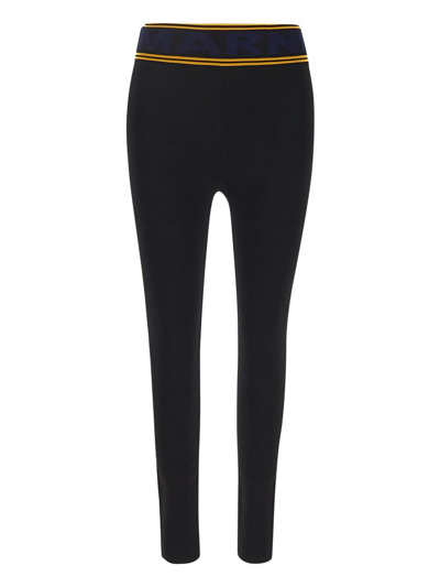 Marni Logo Waistband Leggings In Black