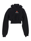 Dsquared2 Baseball-cap Cotton Cropped Hoodie In Black