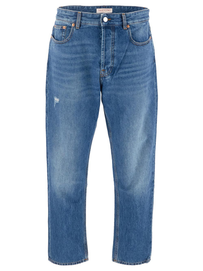 Valentino Vlogo Signature Jeans In Blue